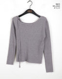 Minnie ribbon strap one-shoulder ribbed knitwear