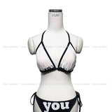 Love U printed halter bikini