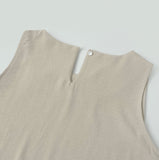 Linen Sleeveless Banding Long Wide Two-Piece Set Vacation Look Summer Outfit