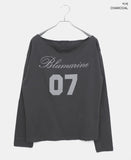 Marill Number Lettering Printed One-Off Shoulder Long Sleeve T-Shirt