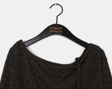 Hoop One-Shoulder Strap Cropped Mesh Knit