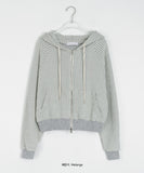 Kiku Waffle Crop Hood Zip-Up