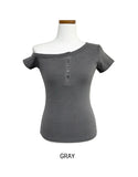 Needs ribbed button unbalanced shoulder t-shirt