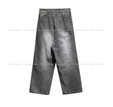 Reverse line wide denim pants