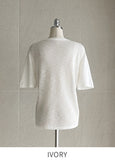 Churing Lace Bustier Lettering Short Sleeve Knit