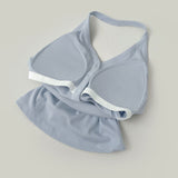 Halterneck Button With Cup Crop Rib Sleeveless
