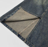 Simple Casual A-line 4-season Curved Line Denim Long Skirt