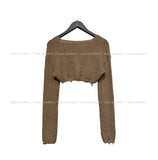 Damage Crop V-neck Cardigan
