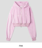 Wrinkle Velour Two Way Crop Hood Zip-Up