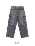 Cutout Zipper Cargo Two-Way Denim Pants