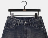 Karik two-way snap button washed wide denim pants
