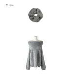 [Scrunchie Set] Nora Off-Shoulder Loose Knit