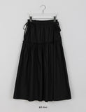 Yoohoo Ribbon Banding Frill Long Skirt