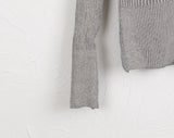 Toss Ribbed Color Matching Round Crop Long Sleeve Cardigan