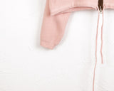 Elbi Wool Color Matching Ribbed String Knit Zip-Up