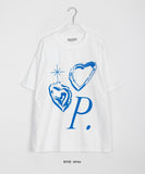 [unisex] Grocky heart printing over short sleeve tee