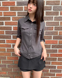 [MADE] Deku Pocket Roll-Up Button Collar Slim Fit Three Quarter Shirt