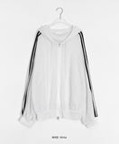 Mikel Track Linen Hood Zip-Up Cardigan