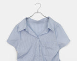 Tapee stripe ribbon strap pocket shirt
