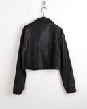 [MADE] Lawson wide collar slim crop crack leather jacket