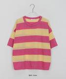 Monomo Linen Stripe Color Short Sleeve Knit