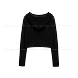 Louve Slub Knit Hooded Cardigan