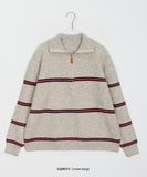 Mullin Stripe Half Zip-up Collar Knit