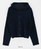 Lipan cable hood knit cardigan