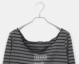 Muang Stripe Print One-Off Shoulder Long Sleeve T-Shirt