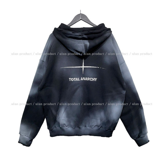 【U LAN】(UNISEX) Dirty Spray Shine Warmer Hood Zip-up U LAN (ユーラン) - (男女兼用)ダーティスプレーシャイン