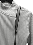 Gad High Neck Zipper Collar Diagonal Zip-Up