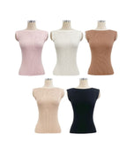 Marine Lip Neck Ribbed Knit Sleeveless