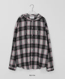 [unisex] Temin Peach Fuzz Check Hood Over Shirt