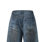 Linear Rivet Dirty Wash Denim Pants