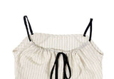 Modern Stripe Ribbon Shirring Color Matching Sleeveless