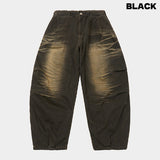Lowkey Washing Quilting Balloon Denim Pants