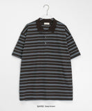 [unisex] Hillen Stripe Collar Short Sleeve Tee
