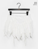 Daken Lace Tiered Ribbon Shirring Flare Mini Skirt