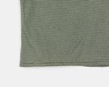 Rutot Stripe Color Matching Off-Shoulder Short-Sleeved T-Shirt