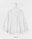 Mopel Shirring Round Long Sleeve Blouse