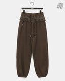 [Brushed Lining] Shover Leopard Chiffon Layered Tiered Jogger Pants