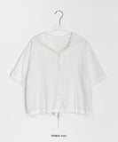 Minbomi Punching Lace Hood Short Sleeve Blouse