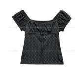 Yudee Dot Puff Short Sleeve Set