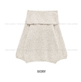 [wool40%] Poly mohair balloon off-shoulder knit