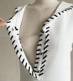 Jenny Color Matching Sailor Collar Knit Mini One Piece