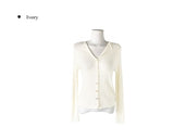 Heo See-through Ribbed Button Slim Cardigan
