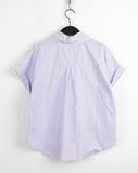 Muse Basic Rollup Rollup Cotton Short-Sleeved Shirt