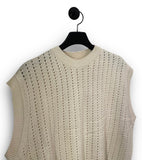 Unisex Punching Detail Round Knit Vest
