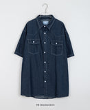 [unisex] Hellny Pocket Denim Over Short Sleeve Shirt