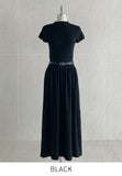 Shua Back Button Repeat Flare Knit One Piece (Belt set)